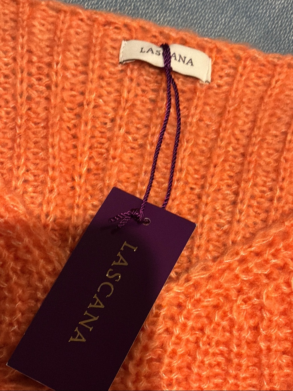 Women’s Vibrant Orange Scoop-Neck Knit Sweater - Unknown Brand - Picture 2 of 5